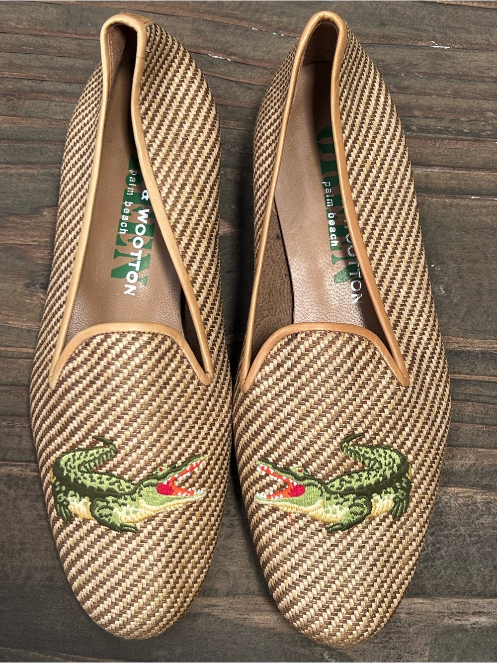 Stubbs & Wootton Embroidered Alligator Loafers, NWT, Size 9
